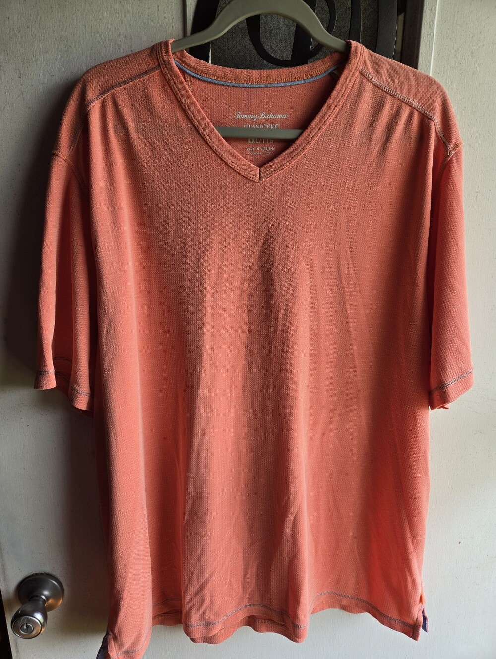 Tommy Bahama Island Zone Coral-Orange V-Neck Short Sleeve Shirt